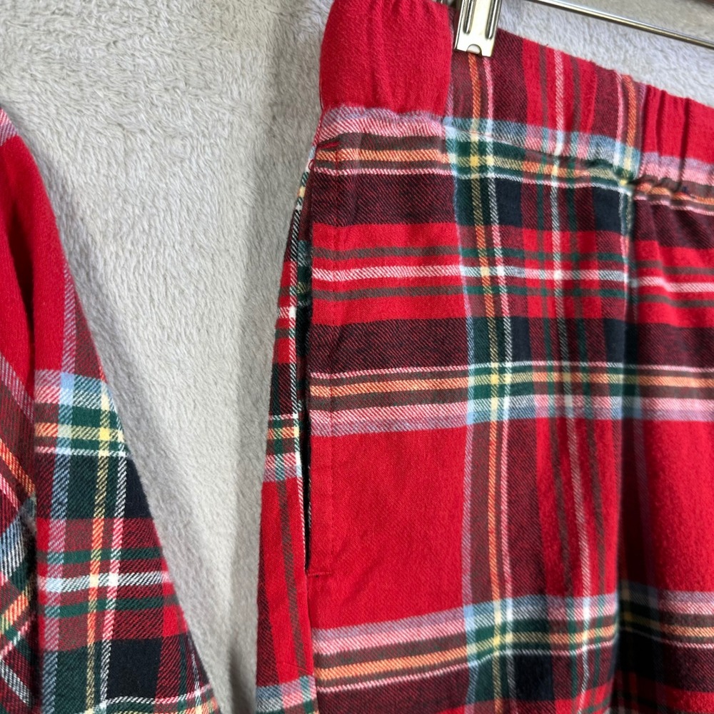 Lands End Pajama Set Womens Medium Red Plaid Flannel Cotton Holiday Sleepwear - Picture 5 of 9
